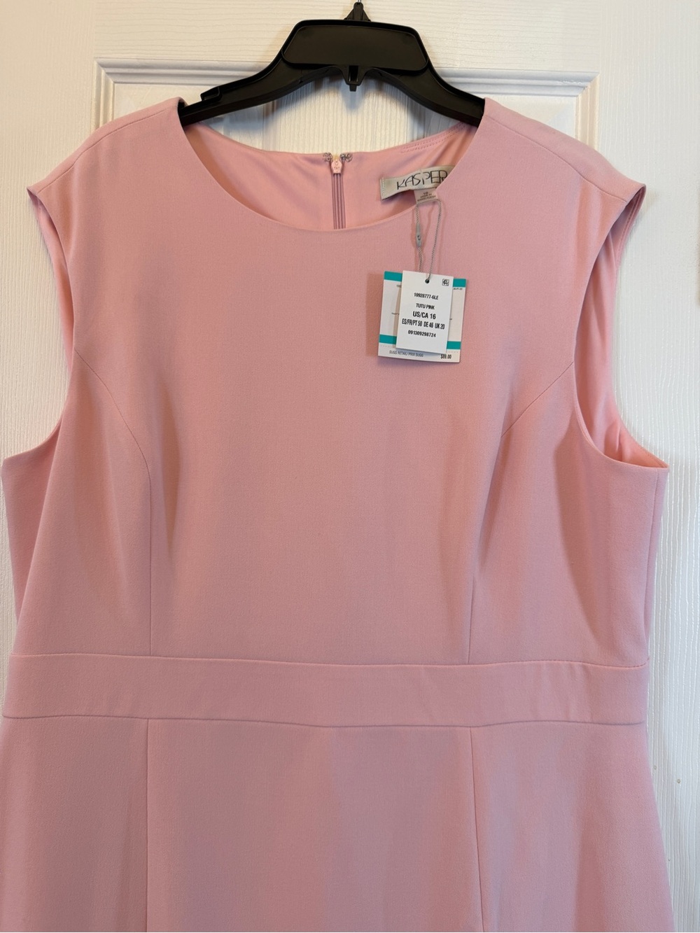 Kasper Soft Pink Cap-Sleeve Sheath Dress NWT Size 16 Never Been Worn